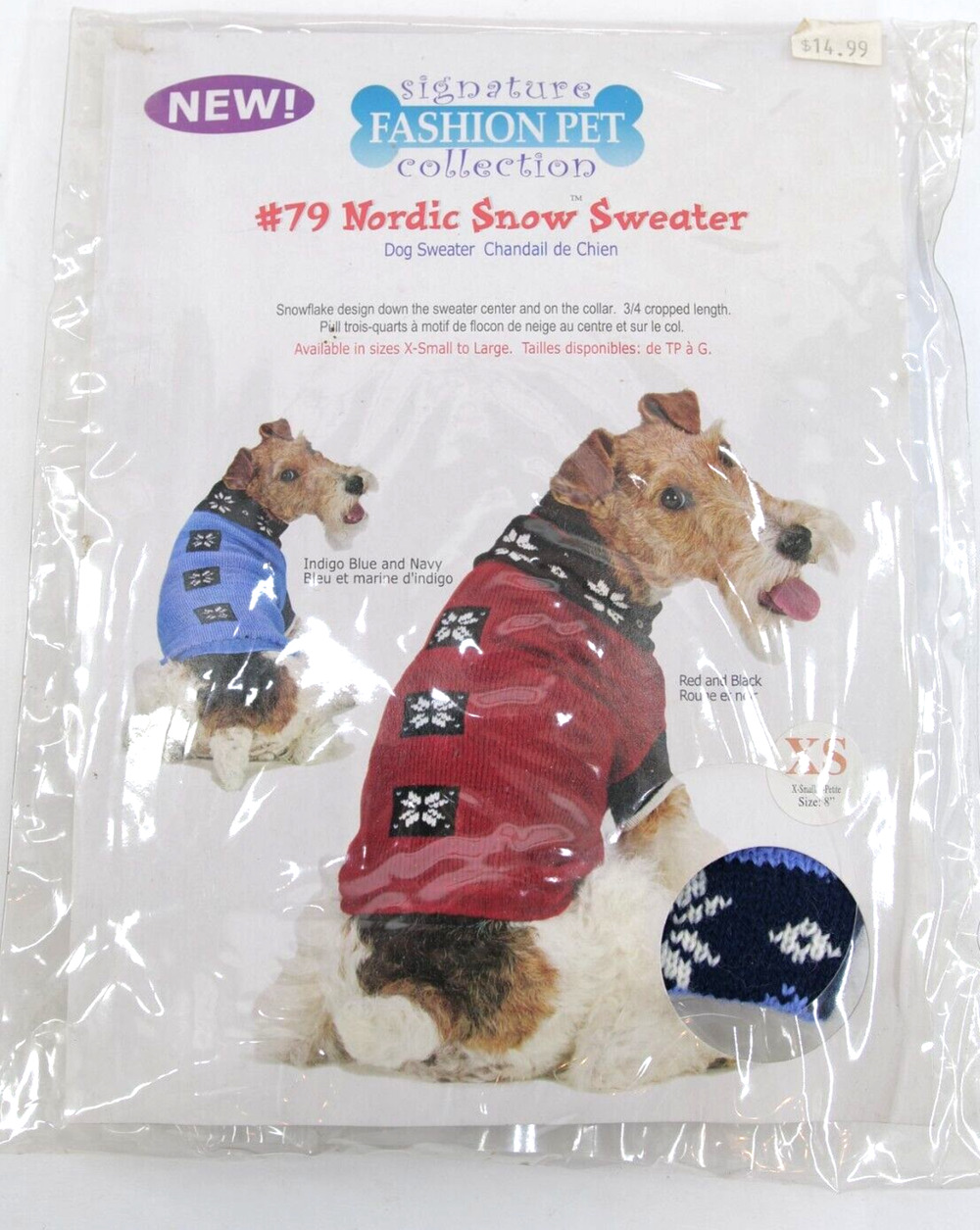SIGNATURE FASHION PET COLLECTION #79 Nordic Snow Sweater XS Size blue